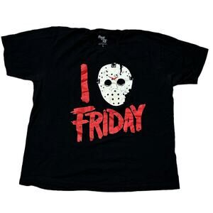 Friday The 13th Horror T-Shirt Jason I Love Friday Black Tee Size XL